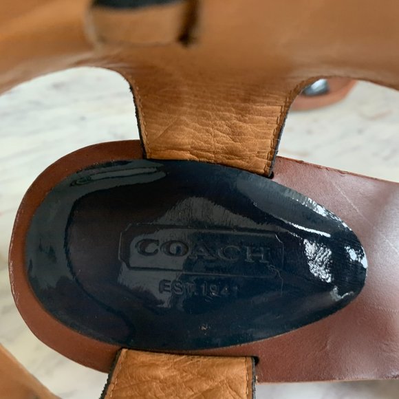 Coach Navy Leather Wedge Sandals size 9.5 - Picture 9 of 10